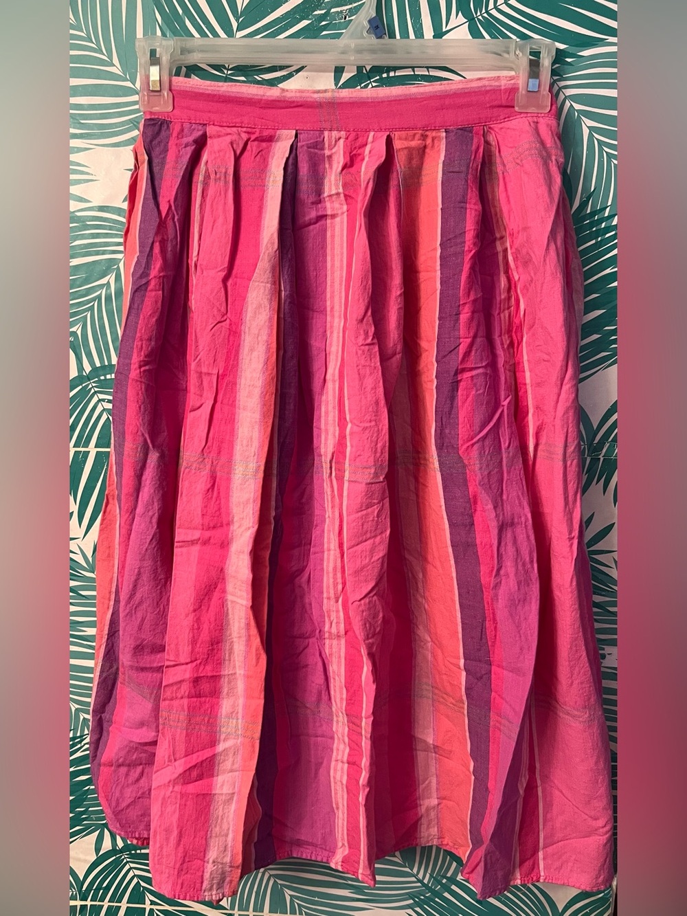 Vintage Ms. Paquette Pink & purple  Striped Midi Skirt Sz L